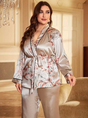 Pijama Noemi Elegantă din Satin - model Floral